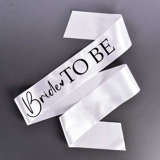 White Bride To Be Hen Party Sash printed in black. Matches the black and white Team Bride Hen Party Range. 