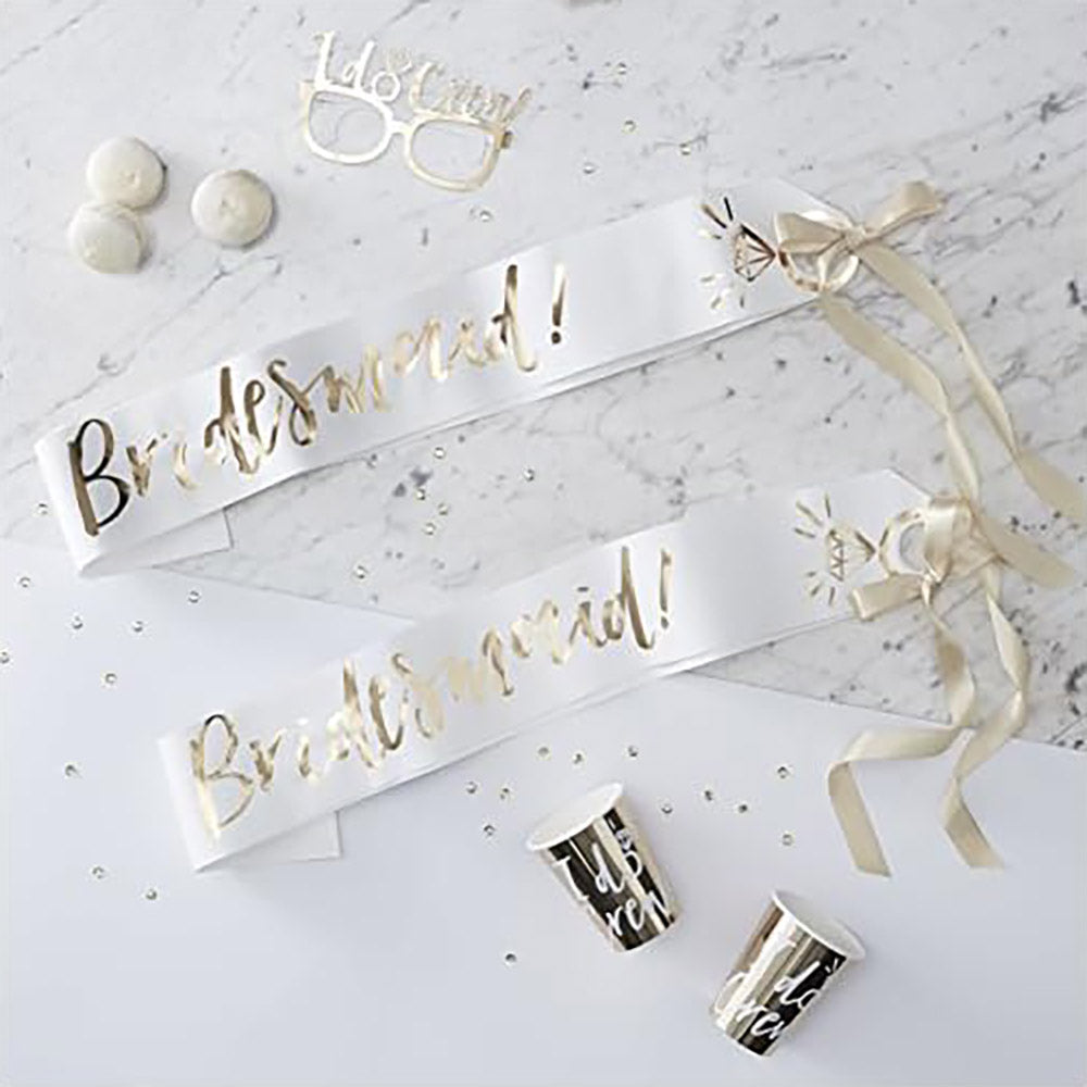 Ivory and Gold Bridesmaid Sash