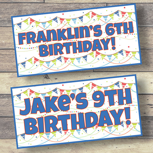 Blue Bunting Personalised Party Banners x 2