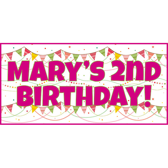 Pink Bunting Personalised Party Banners x 2