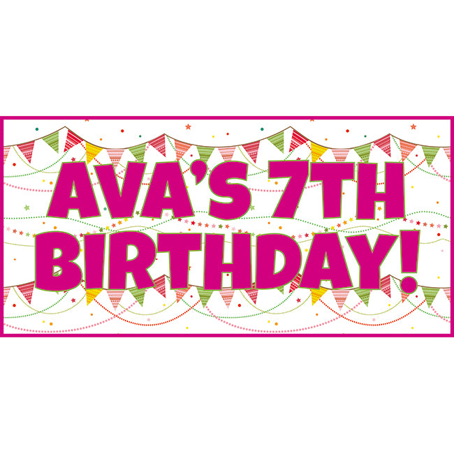 Pink Bunting Personalised Party Banners x 2