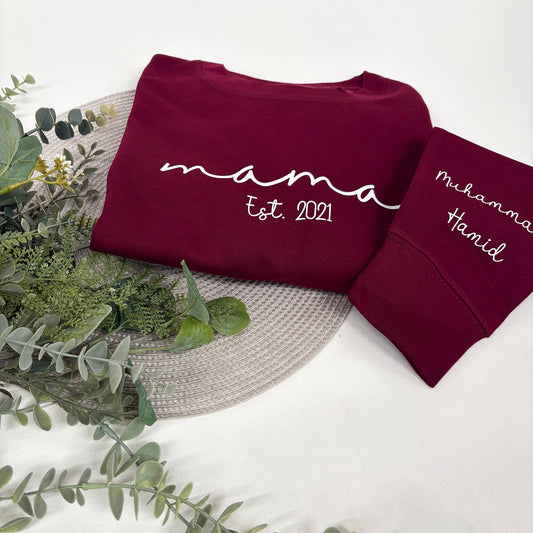 Personalised Mum Sweatshirt - Mama EST Script