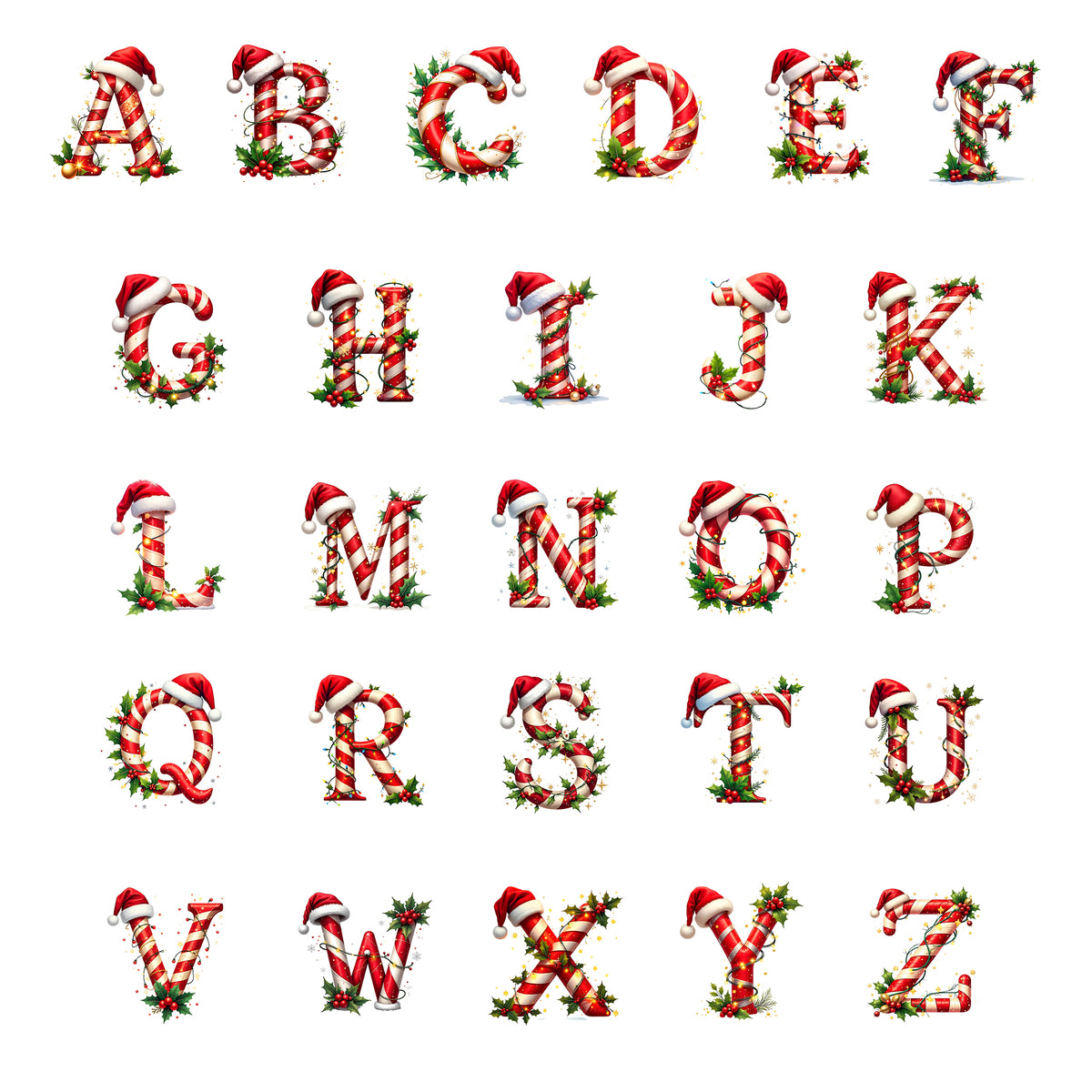 Personalised Family Christmas Loungewear Candy Cane Initial