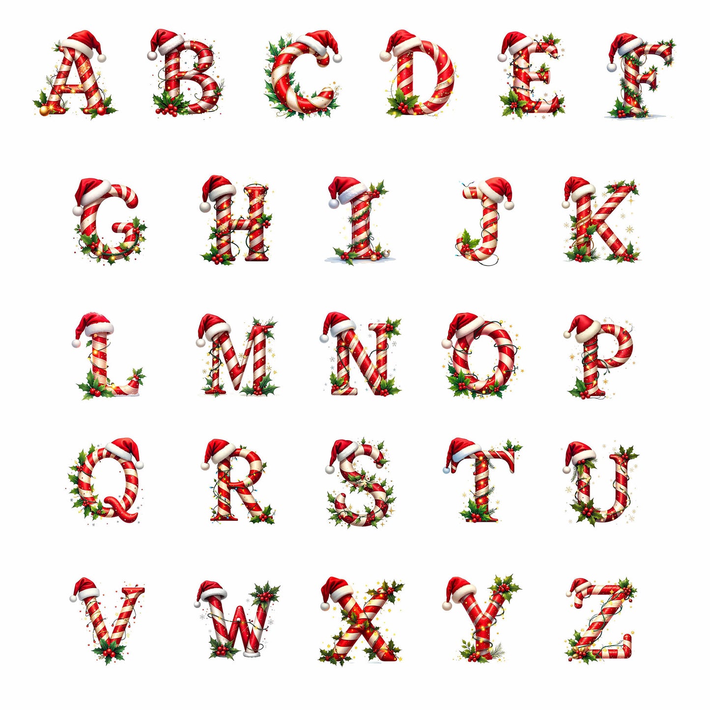 Personalised Family Christmas Pyjamas - Candy Cane Alphabet