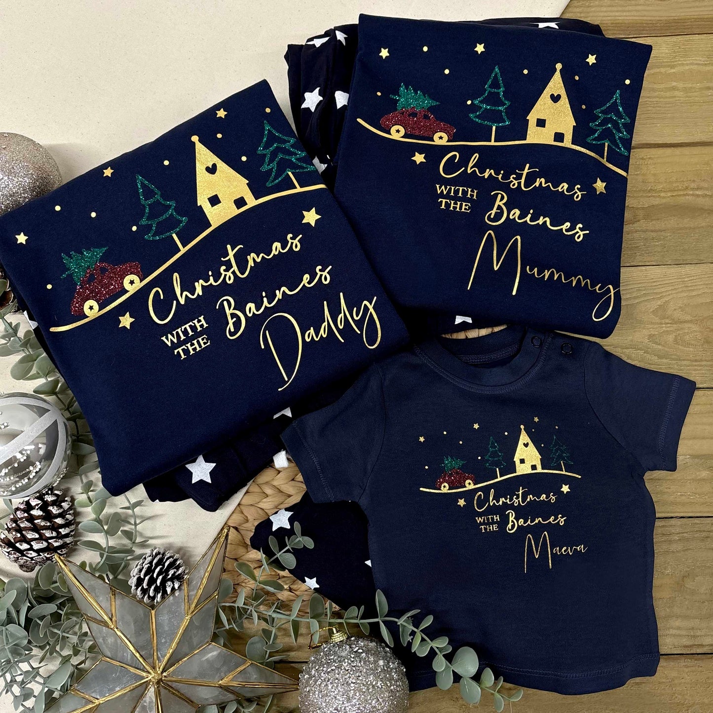 Personalised Family Christmas Pyjamas - Christmas Car