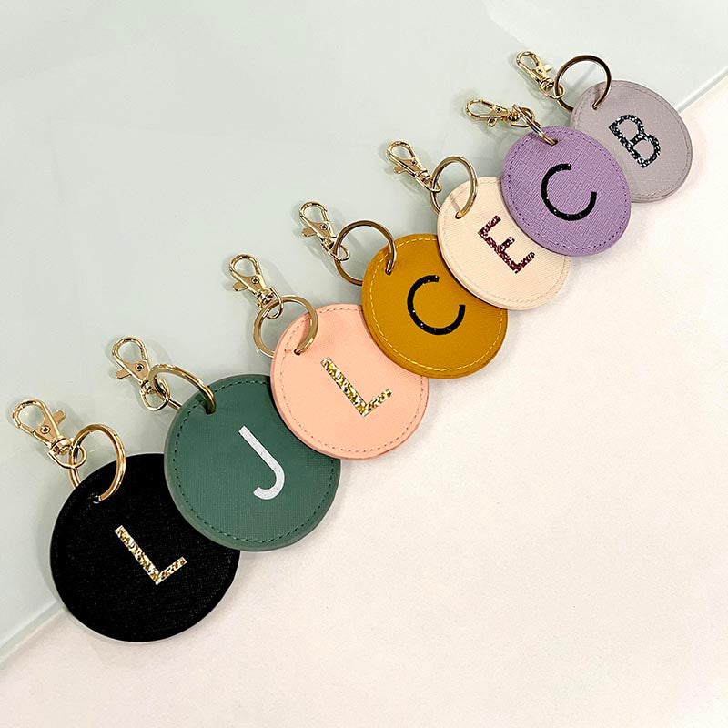 Personalised Circle Keyring - Glitter Initial