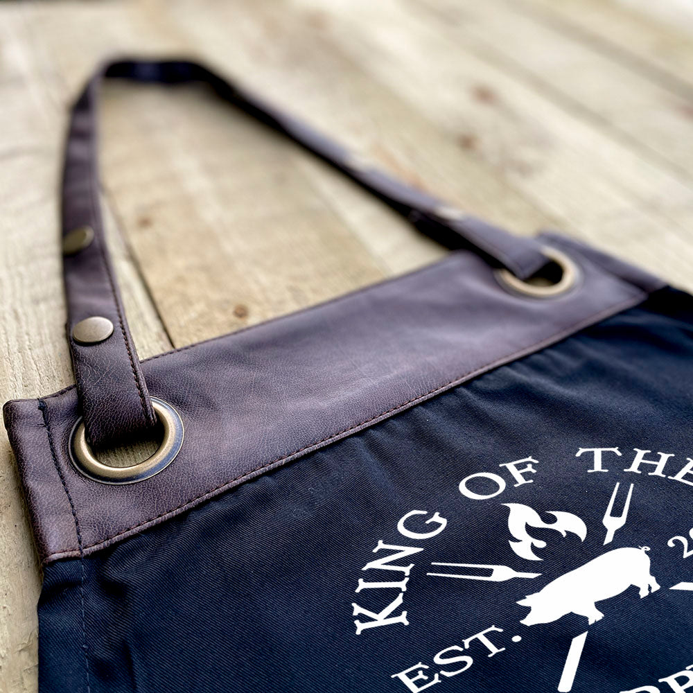 Personalised Faux Leather Apron - Pig Barbecue