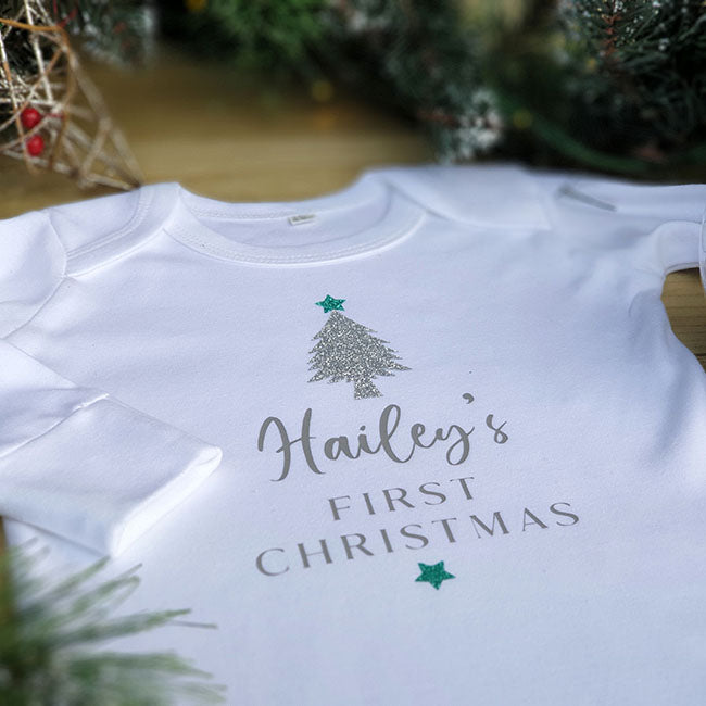 Personalised Baby Sleepsuit - First Christmas