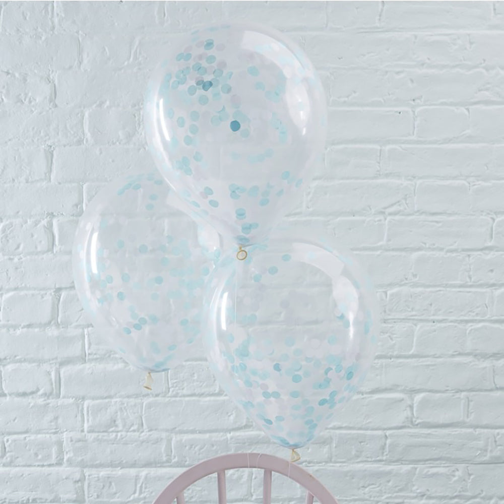 Blue Confetti Balloons x 5