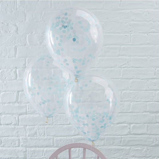 Blue Confetti Balloons x 5