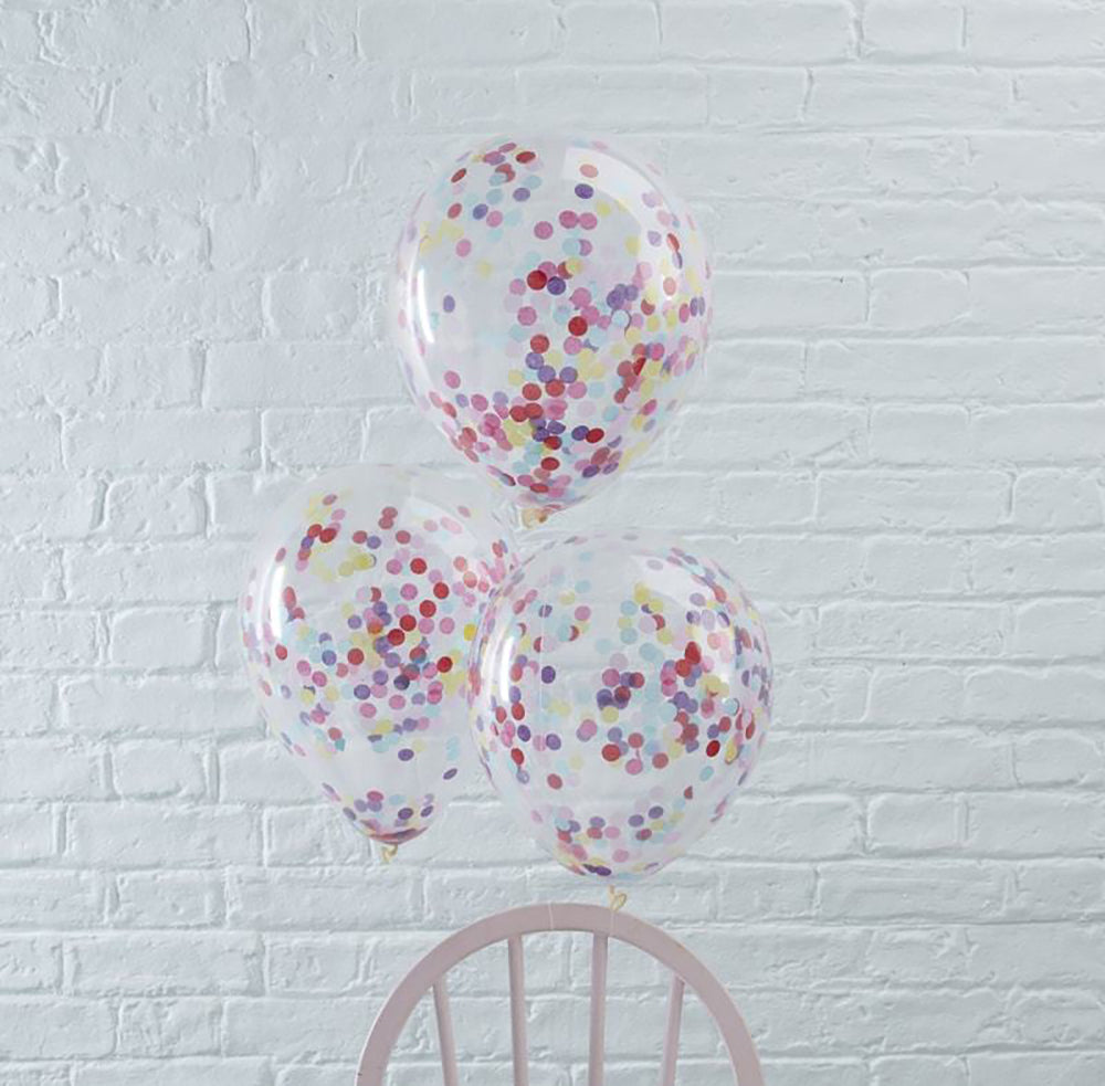 Multi Coloured Confetti Balloons x 5