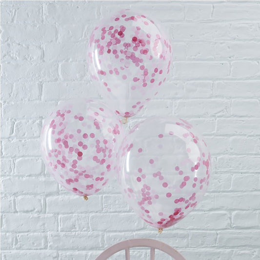 Pink Confetti Balloons x 5