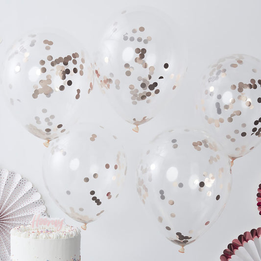 Rose Gold Confetti Balloons x 5