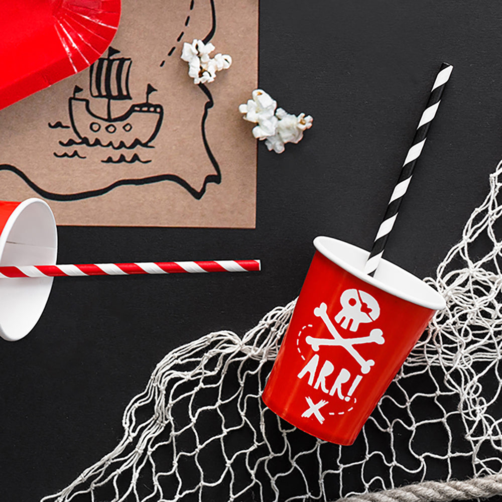 Red Pirate Party Cups x 6