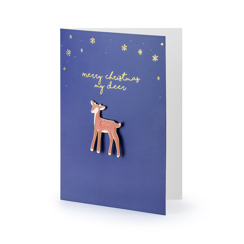 Deer Card with Enamel Pin