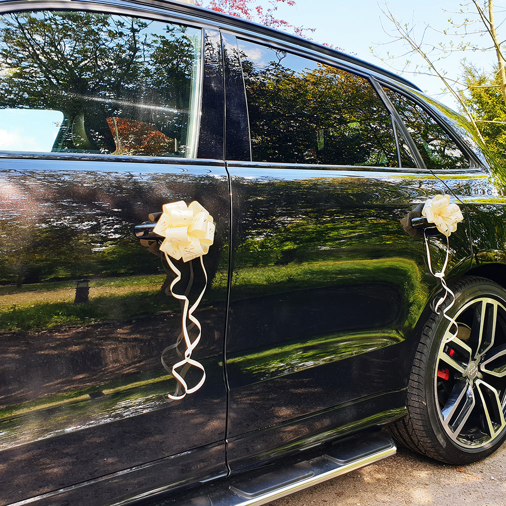 Personalised Handmade Wedding Car Door Bows