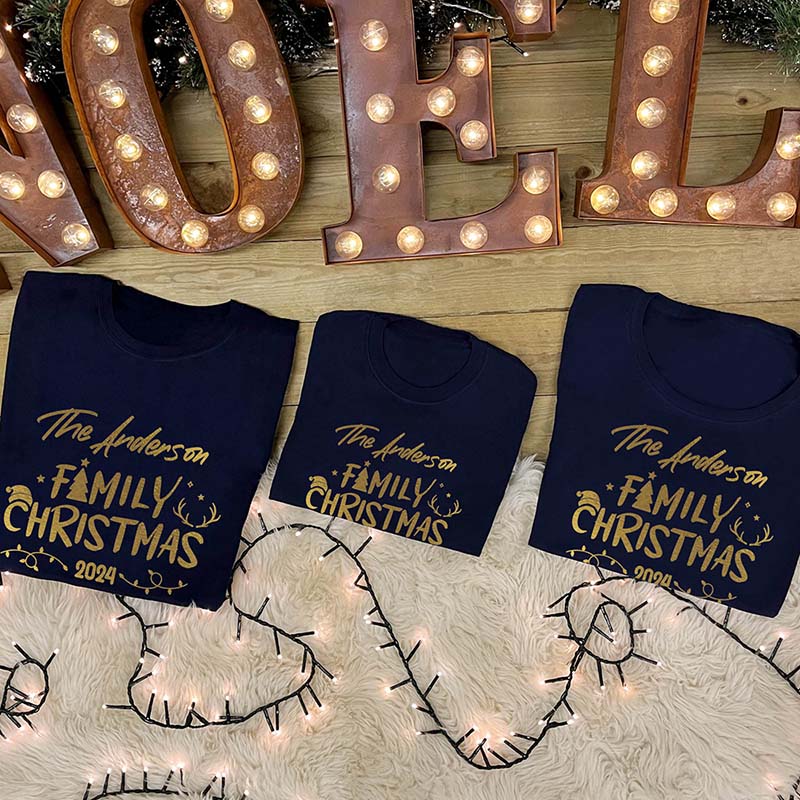 Personalised Family Christmas T-Shirt - Lights