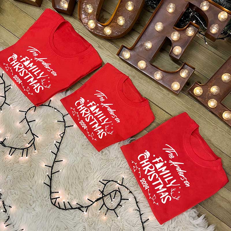 Personalised Family Christmas T-Shirt - Lights