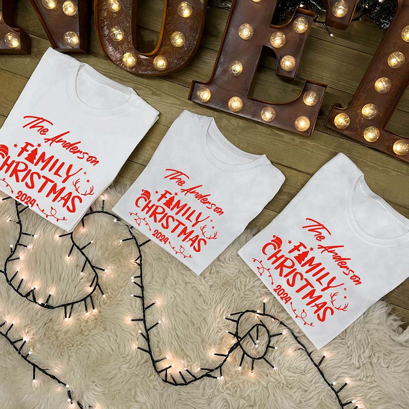 Personalised Family Christmas T-Shirt - Lights