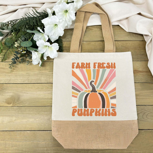 Farm Fresh Pumpkins Jute Tote Bag