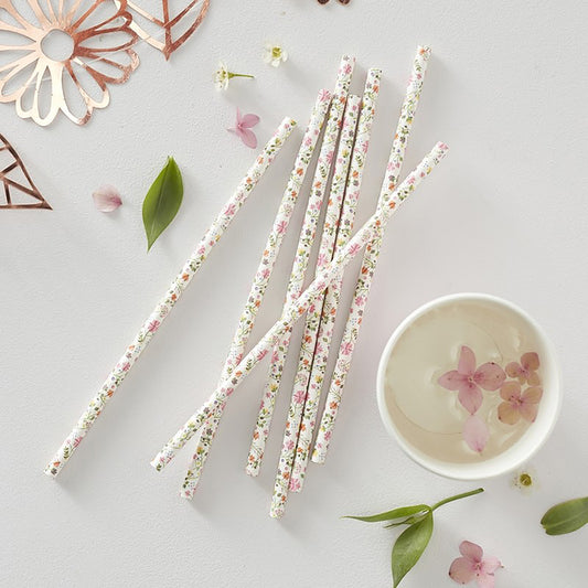 Ditsy Floral Straws x 25