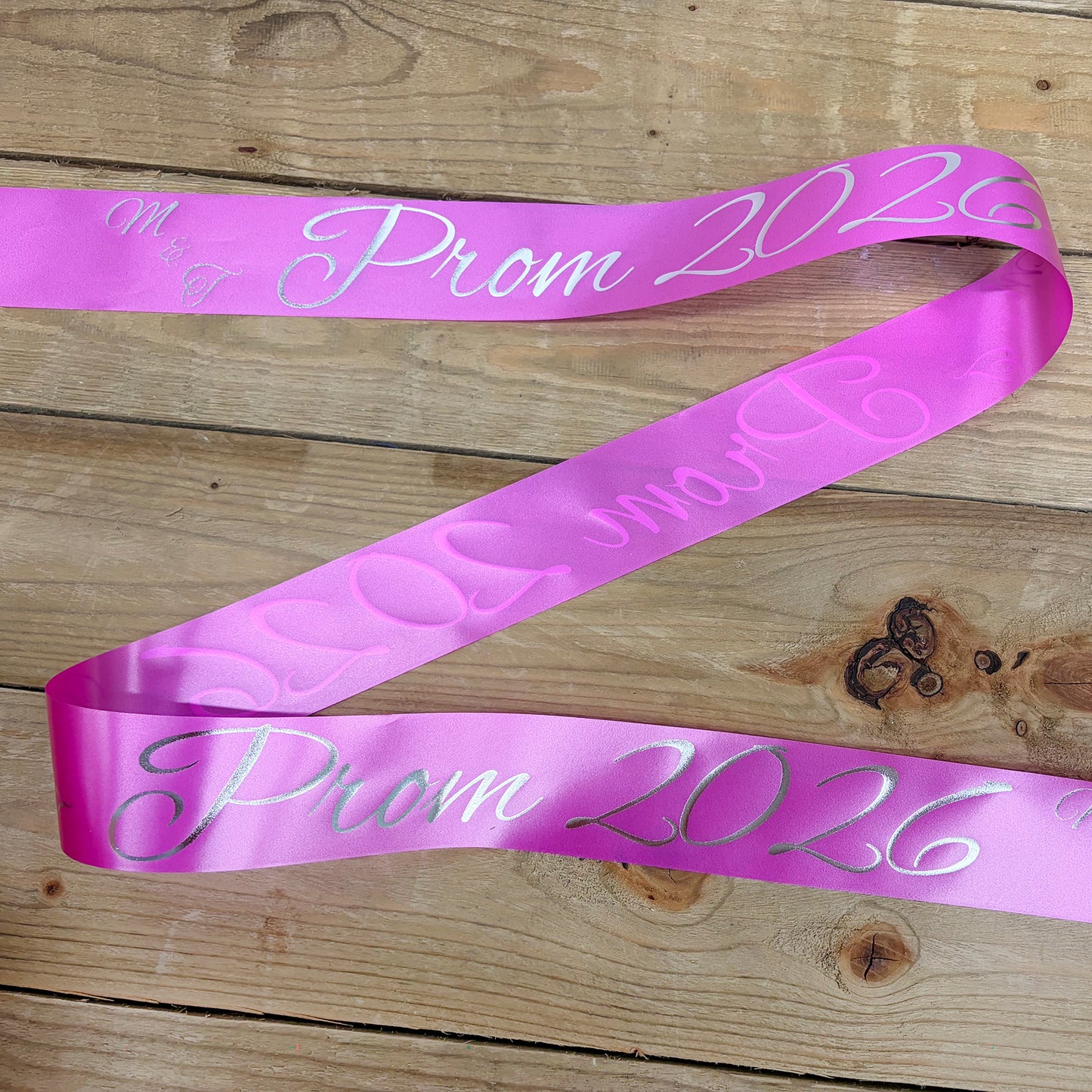 Fuchsia Personalised Wedding Car Ribbon 6m