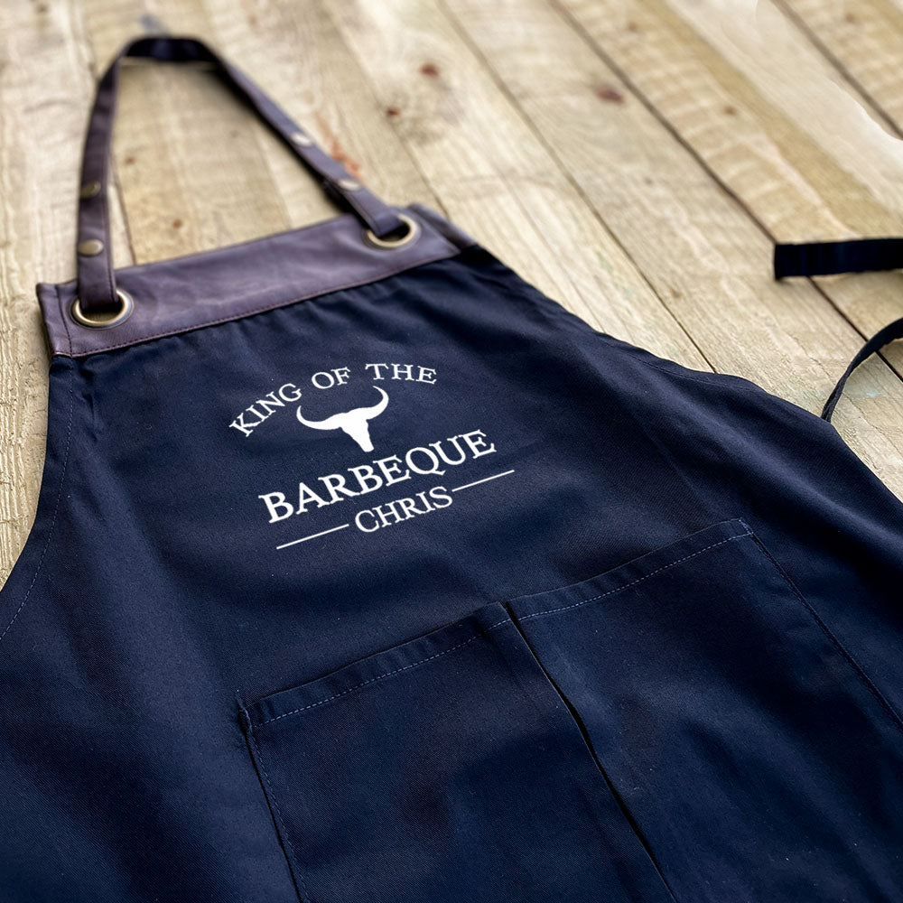 Personalised Faux Leather Apron - Bulls Head Barbecue