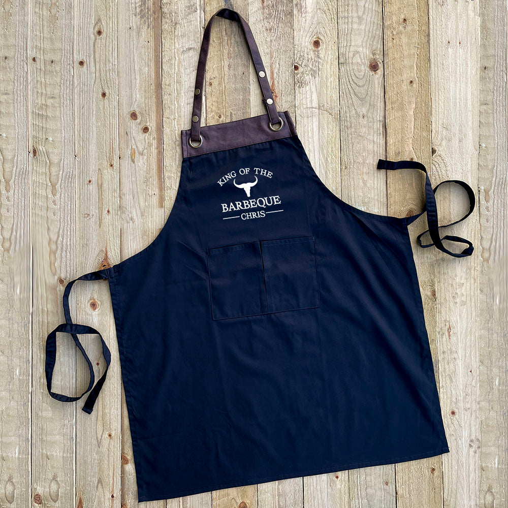 Personalised Faux Leather Apron - Bulls Head Barbecue