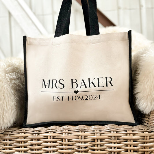 Personalised Jute Shopping Bag - Mrs EST