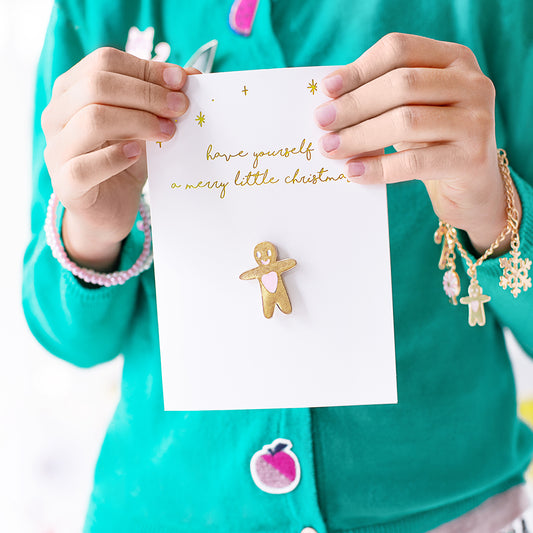 Gingerbread Man Card with Enamel Pin