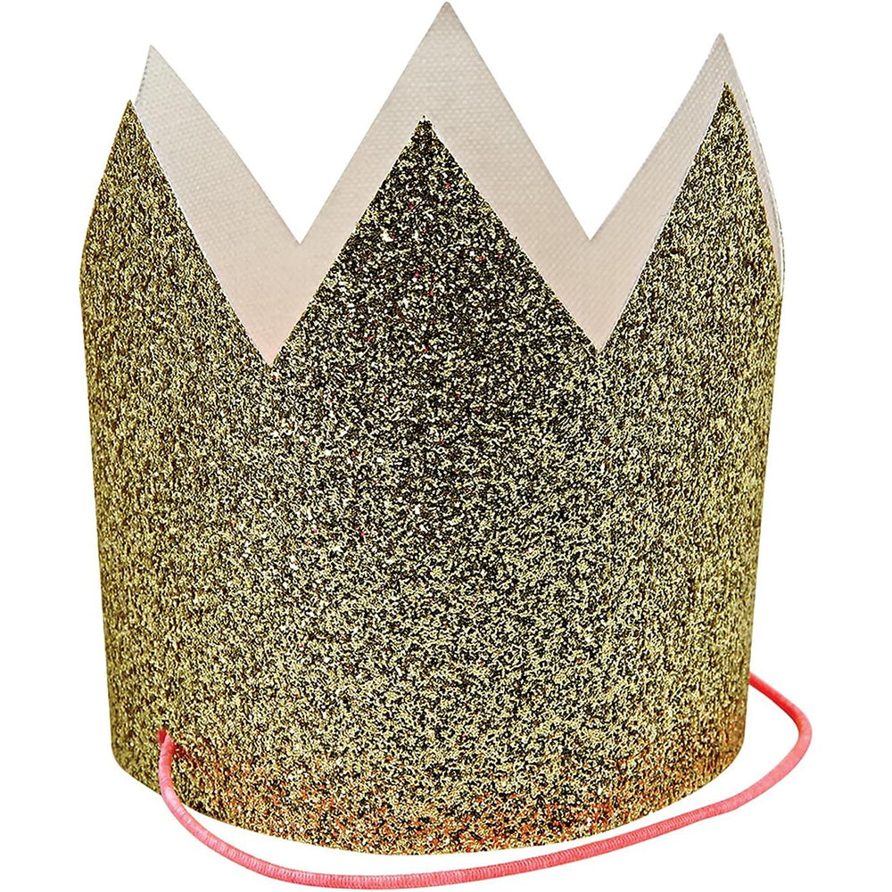 Gold Glitter Crowns x 8