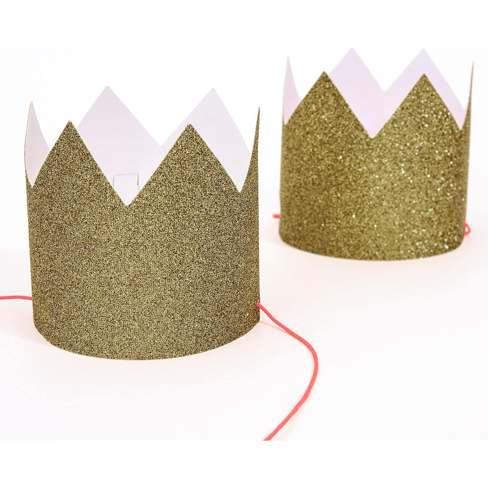 Gold Glitter Crowns x 8