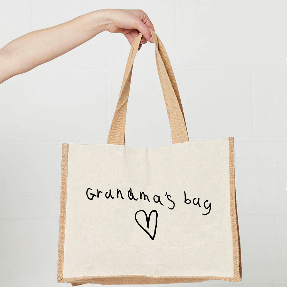 Personalised Jute Shopping Bag - Handwritten Design