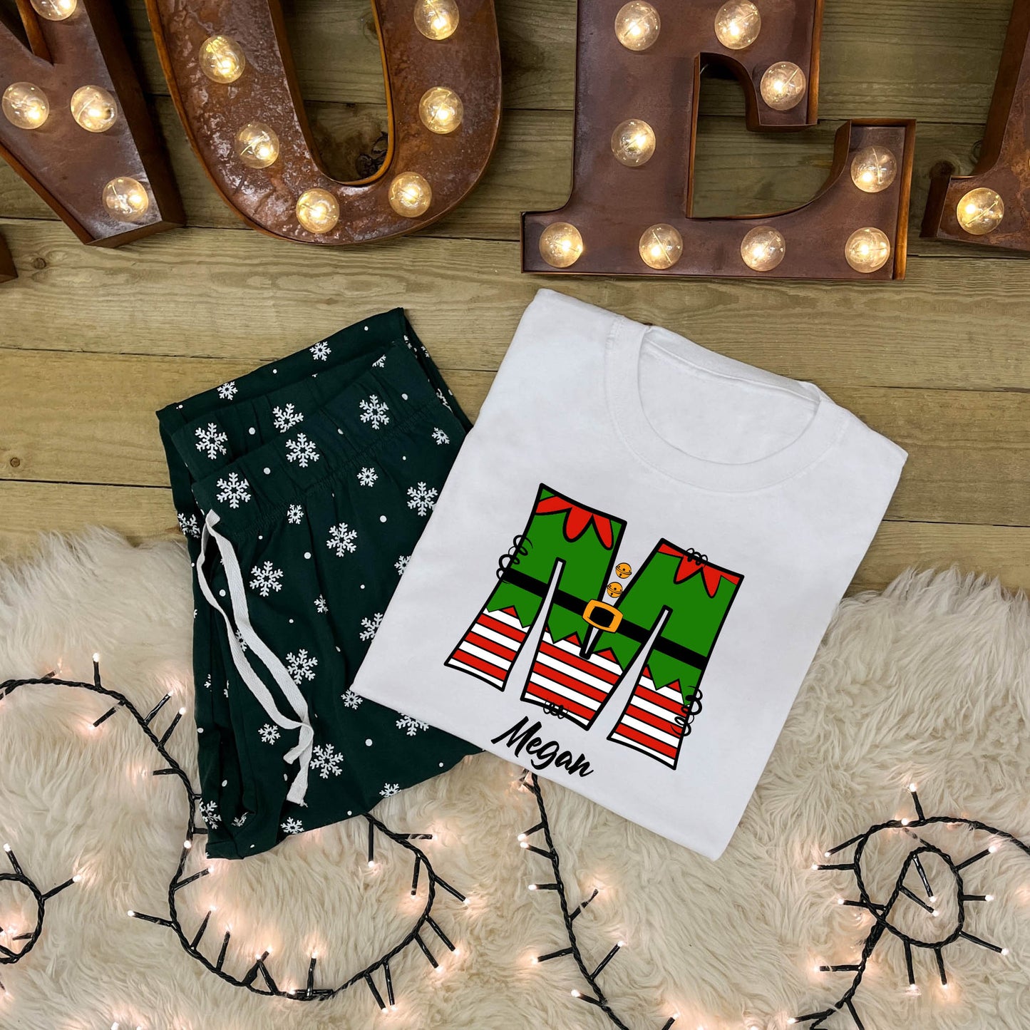 Personalised Family Christmas Pyjamas - Elf Alphabet