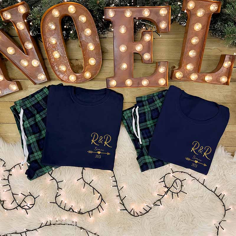 Personalised Couples Christmas Pyjamas - Initials