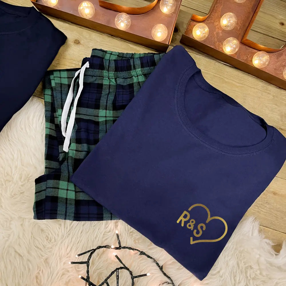 Couples Pyjama Set – Couples Heart Initials