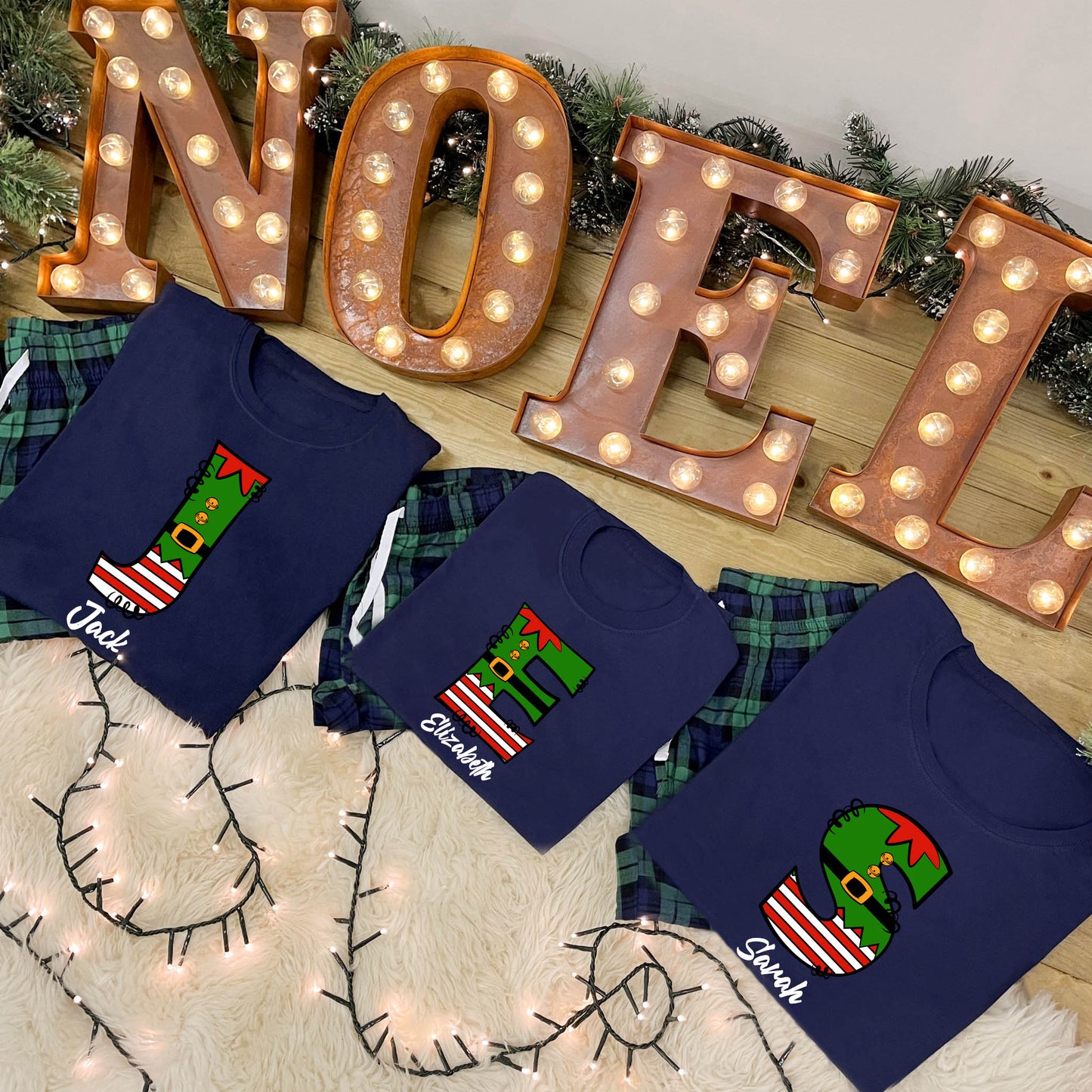 Personalised Family Christmas Pyjamas - Elf Alphabet