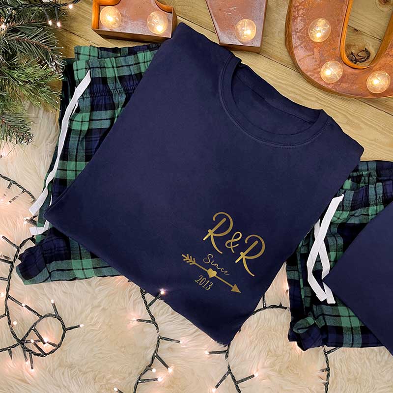 Personalised Couples Christmas Pyjamas - Initials