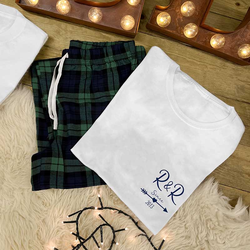 Personalised Couples Christmas Pyjamas - Initials