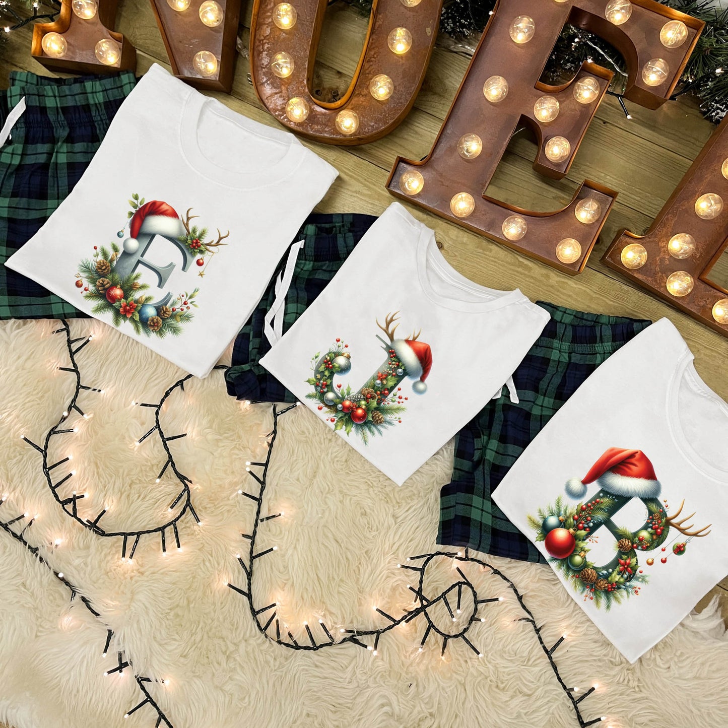 Personalised Family Christmas Pyjamas - Bauble Alphabet
