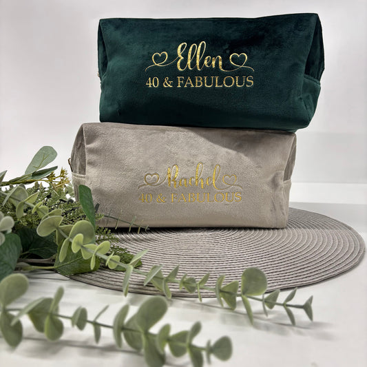 Velvet Accessory Case - Personalised Birthday Age & Fabulous