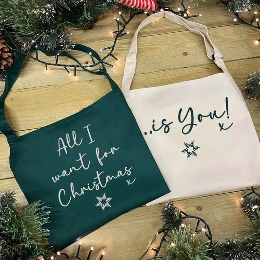 Personalised Couples Apron Set - All I Want For Christmas