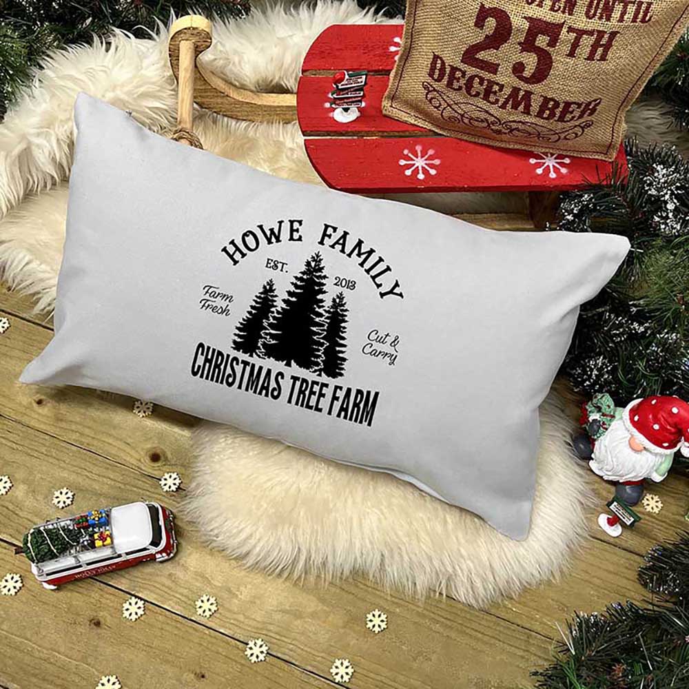 Personalised Christmas Cushion – Christmas Tree Farm