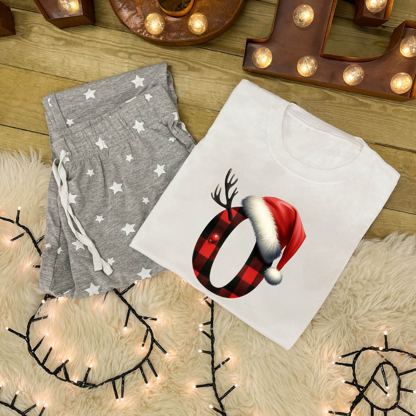 Personalised Family Christmas Pyjamas - Red Tartan Alphabet