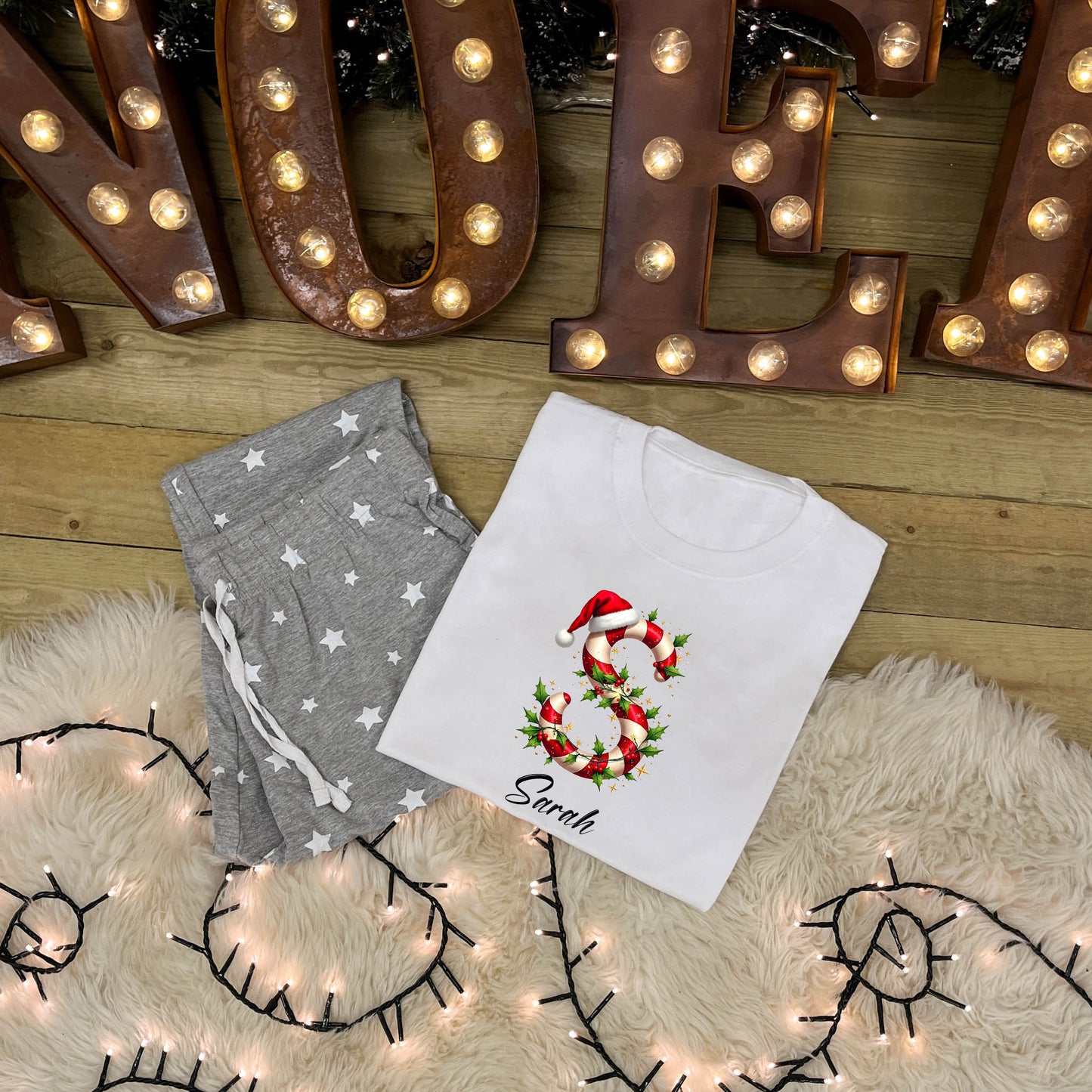 Personalised Family Christmas Pyjamas - Candy Cane Alphabet