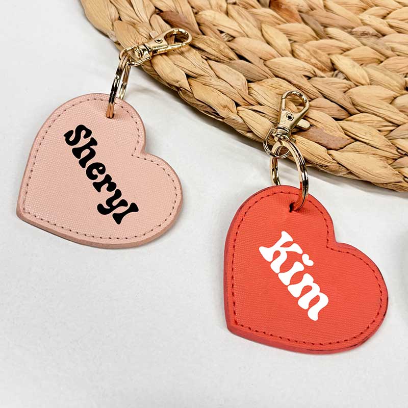 Personalised Heart Keyring – Retro Name