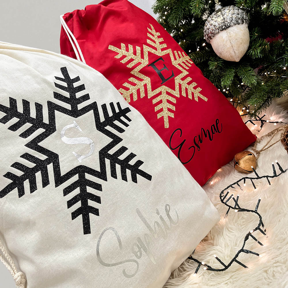 Glitter Snowflake Christmas Gift Sack