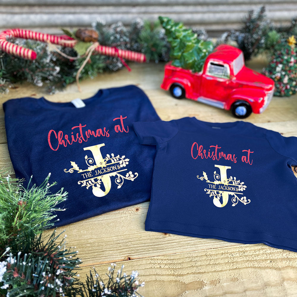 Personalised Family Christmas T-Shirt – Monogram