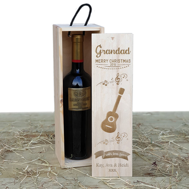 Personalised Wooden Bottle Box - Music