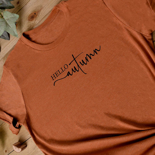 Hello Autumn T-Shirt - Unisex Heather Cotton